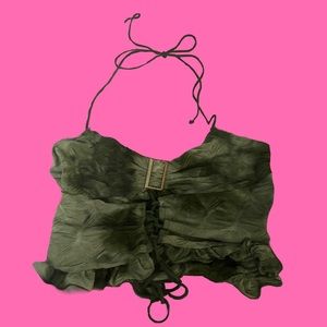 Lace up buckle detail halter top